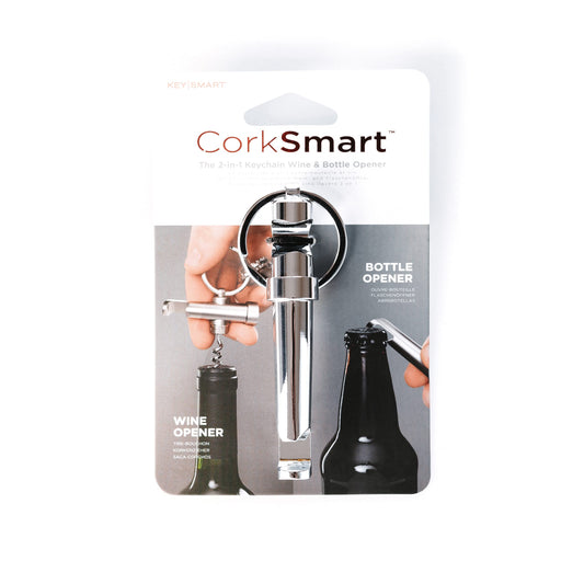 KeySmart CorkSmart - 2-in-1 Keychain Wine Opener and Bottle Opener the Ultimate Dual Bottle Opener and Wine Bottle Opener Corkscrew Keychain Accessory