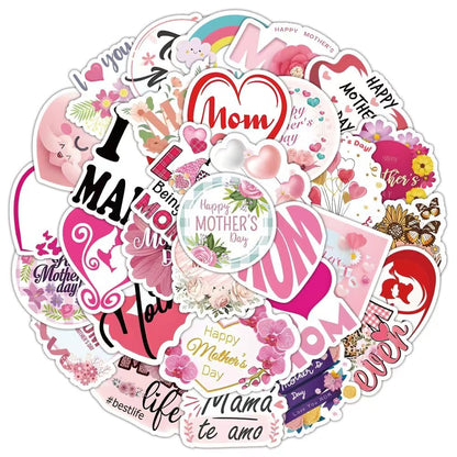 Mothers Day Stickers 50 pcs Waterproof Colorful Vinyl Decal Sticker