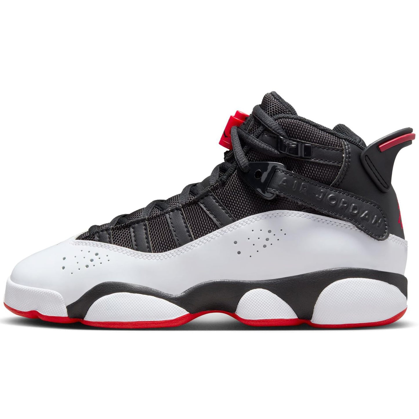 Jordan 6 Rings Big Kids Shoes (323419-067 Black/White/University Red) Size 6