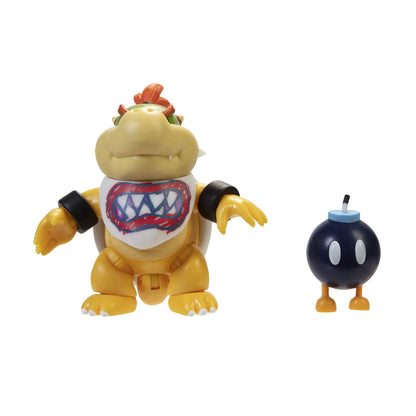 Super Mario Bowser Jr. 4-Inch Action Figure with Bob-Omb Accessory Poseable Articulated Collectible Toys Perfect for Kids & Collectors Alike! For Ages 3+
