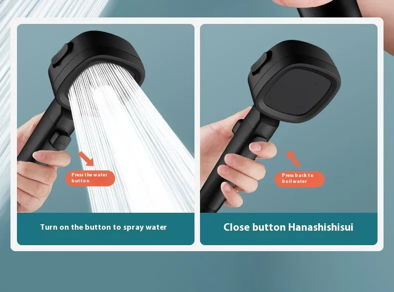 Three-Speed Filtered Supercharged Square Handheld Shower Head