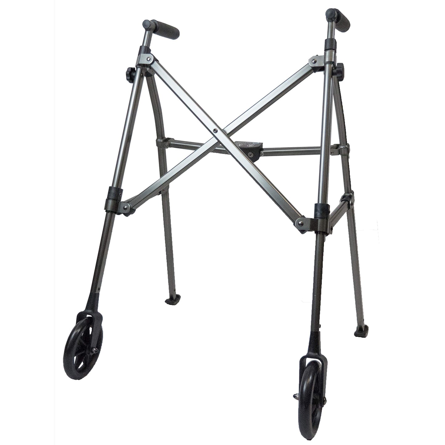 Stander Wonder Walker Lightweight Foldable Space Saver Rolling Walker for Adults Seniors and Elderly Compact Travel Walker with 6-inch Wheels  Ski Glides Mobility Support Black Walnut