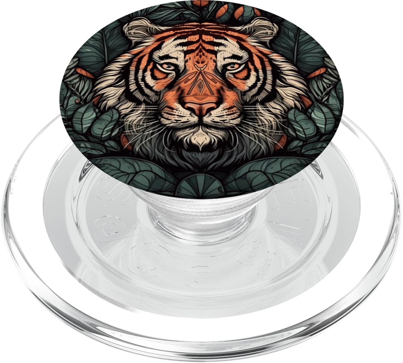 Tiger Jungle Leafs Boho PopSockets MagSafe PopGrip for iPhone