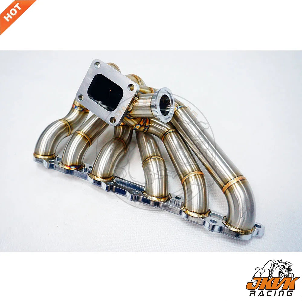 JKVK RACING SS304 3mm Steam Pipe  Equal Length  T4  Header for Supra MK4 2JZGE 2JZ GE Turbo Manifold