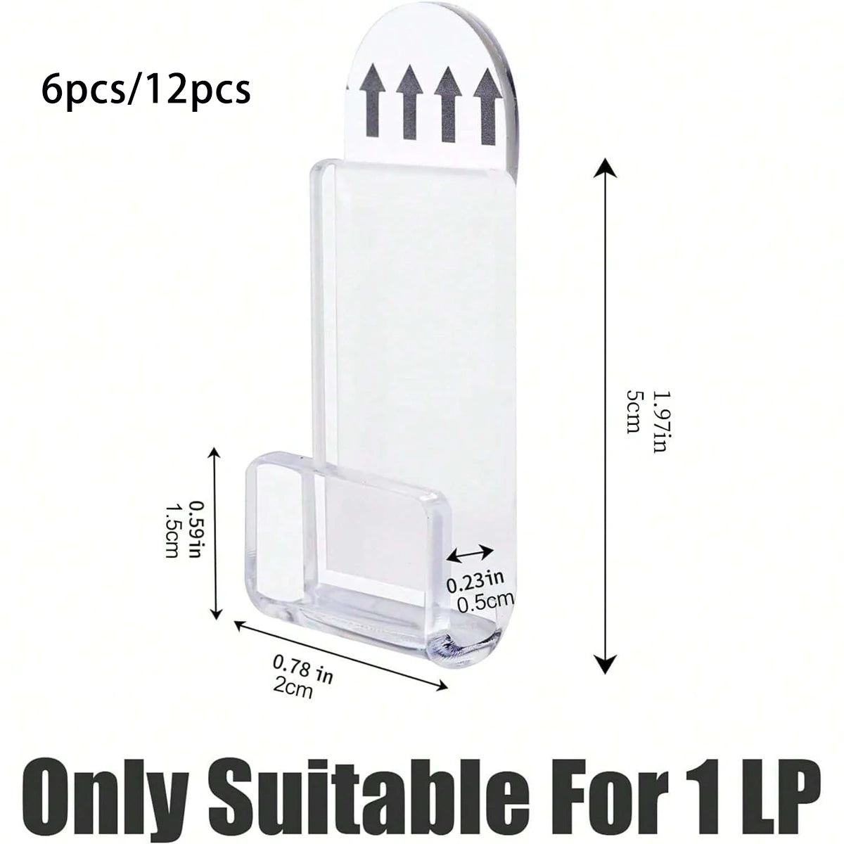 6/12Pcs Clear Acrylic Record Holder, Vinyl Record Shelf Wall Mount, Adhesive Acrylic Record Display Rack,  For Daily Displaying