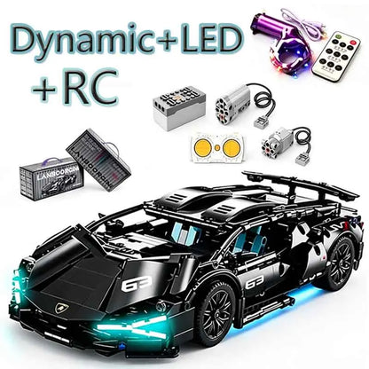 1280PCS Black Samurai Remote Control Sports Car Model DIY Building Blocks Racing Puzzle Toy Ornament for Boys' Birthday Gift