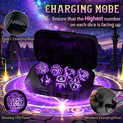 Light up Dice DND ，LED Dice Set Rechargeable for Role Playing Game Gifts, Polyhedral D and D Dice with Charging Box