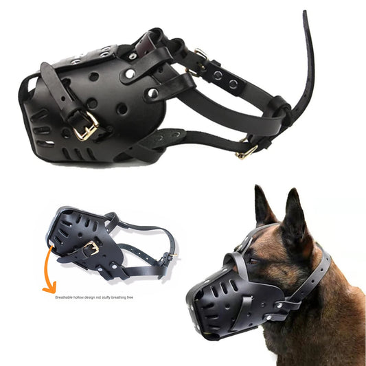 Leather Pet Dog Basket Muzzle German Shepherd Doberman Anti Bite Dog Mouth Cage Dog Training Defense Masks for Small/Large Dogs