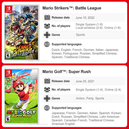 Super Mario Nintendo Switch Games Mario Bros Wonder Kart 8 RPG Mario Strikers Odyssey 3D World Fury U Deluxe Party Superstars