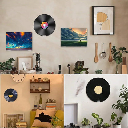 6/12Pcs Clear Acrylic Record Holder, Vinyl Record Shelf Wall Mount, Adhesive Acrylic Record Display Rack,  For Daily Displaying