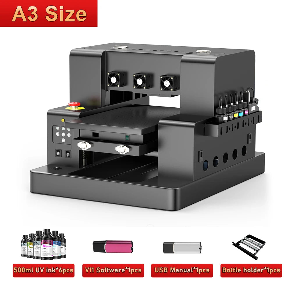 A3 UV Printer XP600 UV Flatbed Printing Machine A3 UV DTF Printer For Pen Bottle Wood UV Flatbed Printer A3 UV DTF Sticker Print