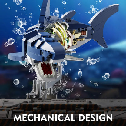 Electric Shark Deep Sea Creature Building Kit Mechanical Sea Building Blocks Set Creative Gift for Girls and Holiday Gift
