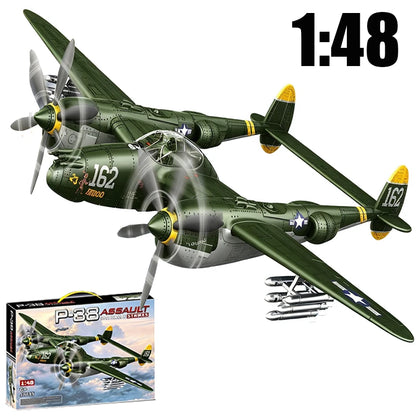 1:48 Military Airplane Assembly Model Lockheed P-38J Lightning Scale Model Kit Decorative Supplies Holiday Gifts