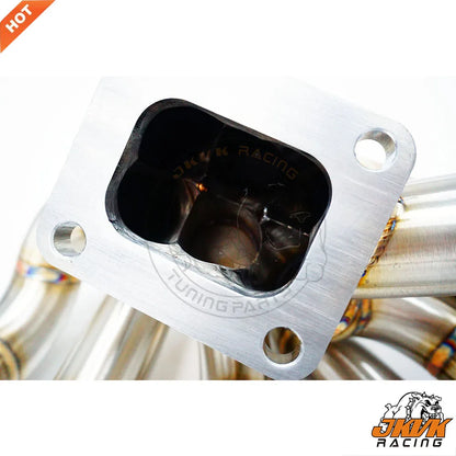 JKVK RACING SS304 3mm Steam Pipe  Equal Length  T4  Header for Supra MK4 2JZGE 2JZ GE Turbo Manifold