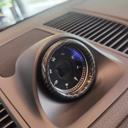 Car Dashboard Center Clock Decorative Frame Cover Real Carbon Fiber Trim For Porsche Macan 911 2014-2025 Interior Accessories