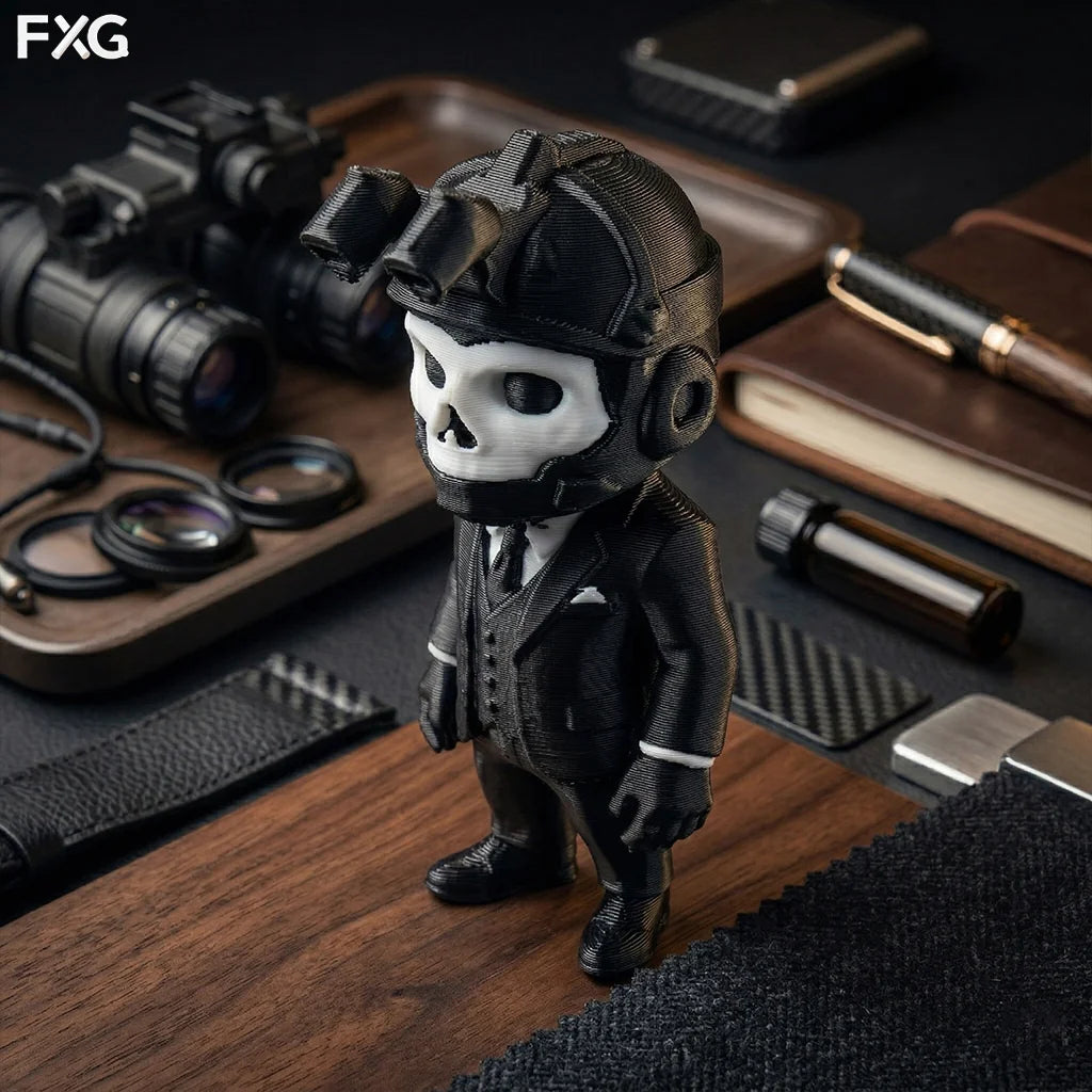The Tactical Gentleman Figurine Ornament, Suit Tactical Style Desk Decor Accent, Suit Skull Tactical Soldier Sculpture