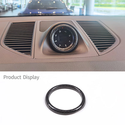 Car Dashboard Center Clock Decorative Frame Cover Real Carbon Fiber Trim For Porsche Macan 911 2014-2025 Interior Accessories