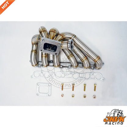 JKVK RACING SS304 3mm Steam Pipe  Equal Length  T4  Header for Supra MK4 2JZGE 2JZ GE Turbo Manifold
