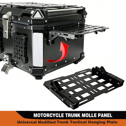 Folding Multi-Functional Aluminum Motorcycle Trunk Tail Box Universal Side Molle Panel Tactical Storage Box Modular Organizer