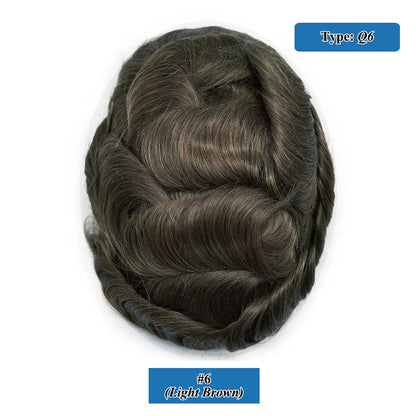 Q6 Lace Toupee Men Europe Human Hair Male Wig Swiss Lace Front Men Hair Replacement System Unit Man Wig Natural Hair Prosthesis