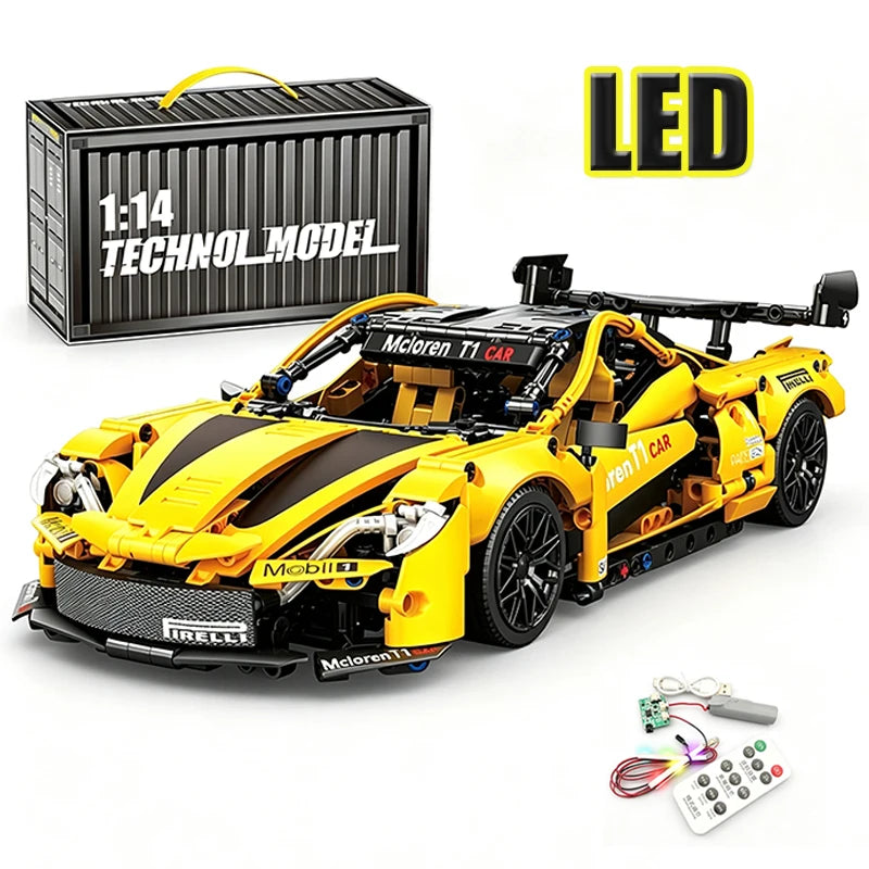 1280PCS Black Samurai Remote Control Sports Car Model DIY Building Blocks Racing Puzzle Toy Ornament for Boys' Birthday Gift