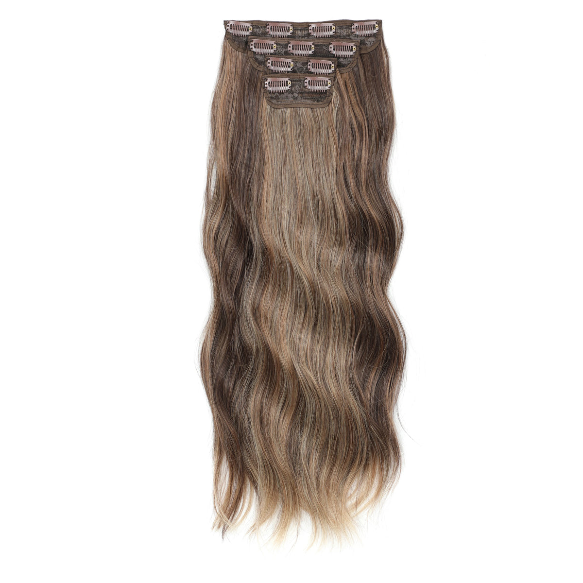 24Inches 220Grams Body Wave Clips In Piano Blond 27/613 M888 Bio Protain High Temperature Synthetic Hair Extensions 4Pcs/Lot