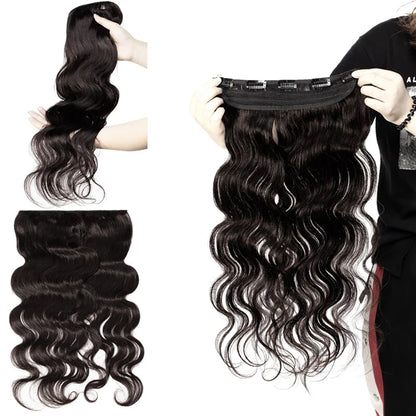 3/4 Full Head Body Wave Clip In Hair Extensions 16-26 Inch One Piece Clip In Human Hair Extensions Natural Color Clip Ins 120G