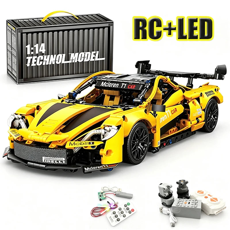 1280PCS Black Samurai Remote Control Sports Car Model DIY Building Blocks Racing Puzzle Toy Ornament for Boys' Birthday Gift