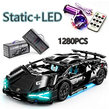 1280PCS Black Samurai Remote Control Sports Car Model DIY Building Blocks Racing Puzzle Toy Ornament for Boys' Birthday Gift