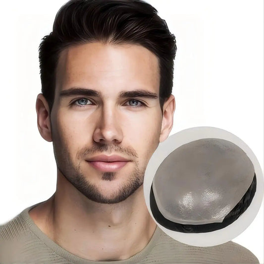 Single Knots Ultra-Thin Skin Toupee for Men Male Hair Prosthesis Premier Toupee Men's Wig 100% Human Hair Replacement System