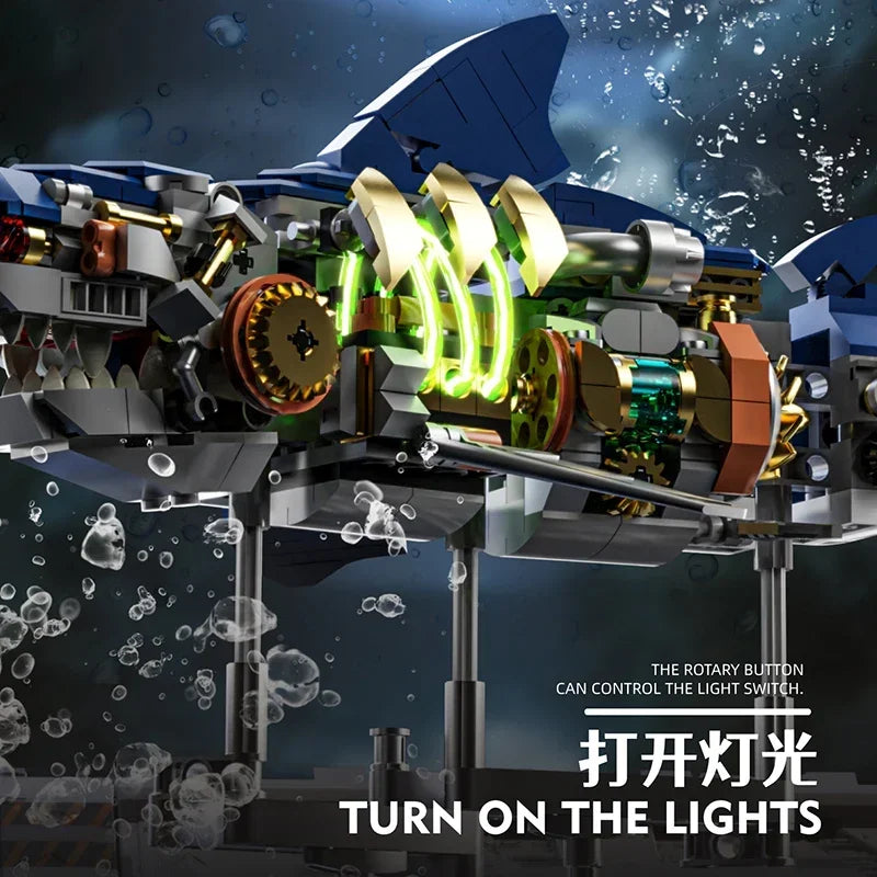 Electric Shark Deep Sea Creature Building Kit Mechanical Sea Building Blocks Set Creative Gift for Girls and Holiday Gift