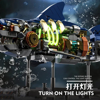 Electric Shark Deep Sea Creature Building Kit Mechanical Sea Building Blocks Set Creative Gift for Girls and Holiday Gift
