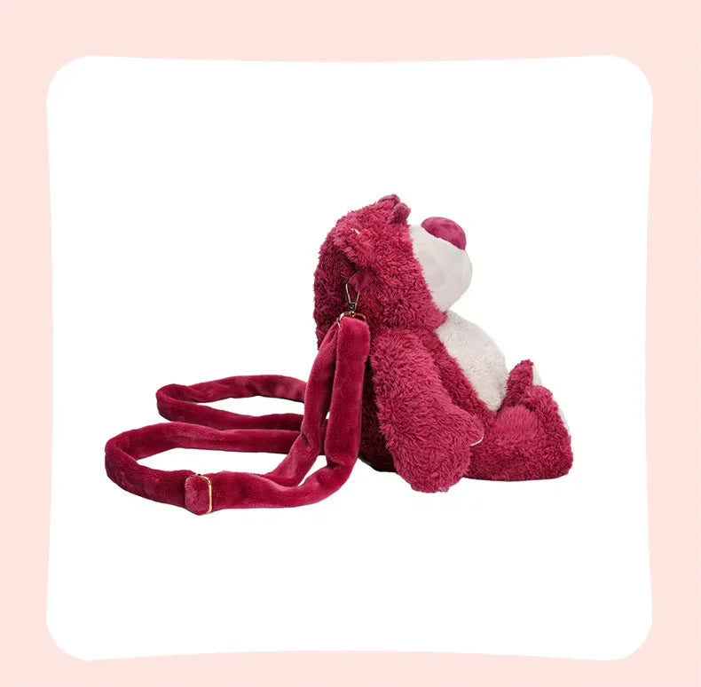 In Stock Original Potdemiel Disney Lotso Strawberry Bear Plush Backpack Cartoon Stuffed Doll Bag Cute Collectible Birthday Gift