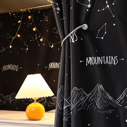1 Bedroom Bed Curtain - Blackout, Star Patterned Room Partition, Lightweight Fabric, Perfect for Families and Dormitories