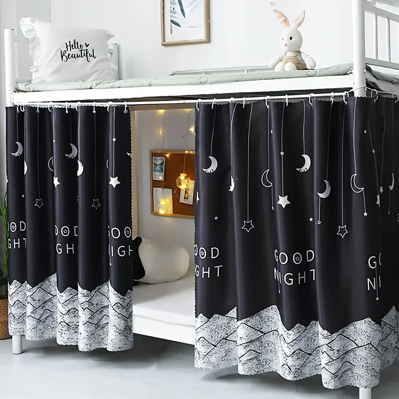 1 Bedroom Bed Curtain - Blackout, Star Patterned Room Partition, Lightweight Fabric, Perfect for Families and Dormitories