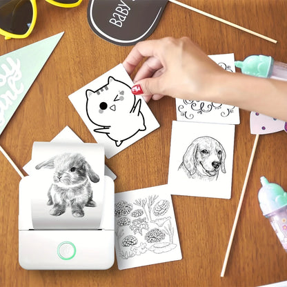 Wireless Mini Photo Printer Set with 5 Sticker Rolls & 5 Thermal Paper, Bluetooth Mobile Printing for Pictures, Photos, Labels
