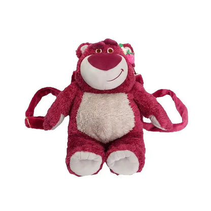 In Stock Original Potdemiel Disney Lotso Strawberry Bear Plush Backpack Cartoon Stuffed Doll Bag Cute Collectible Birthday Gift