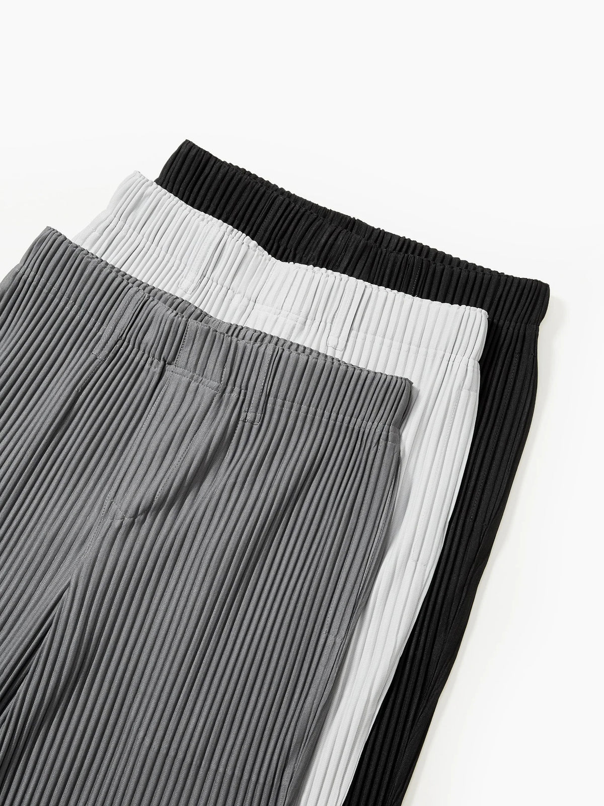 Miyake Pleated Men Pants Casual Loose Wide Leg Draped Trousers Business Casual Daily Wear