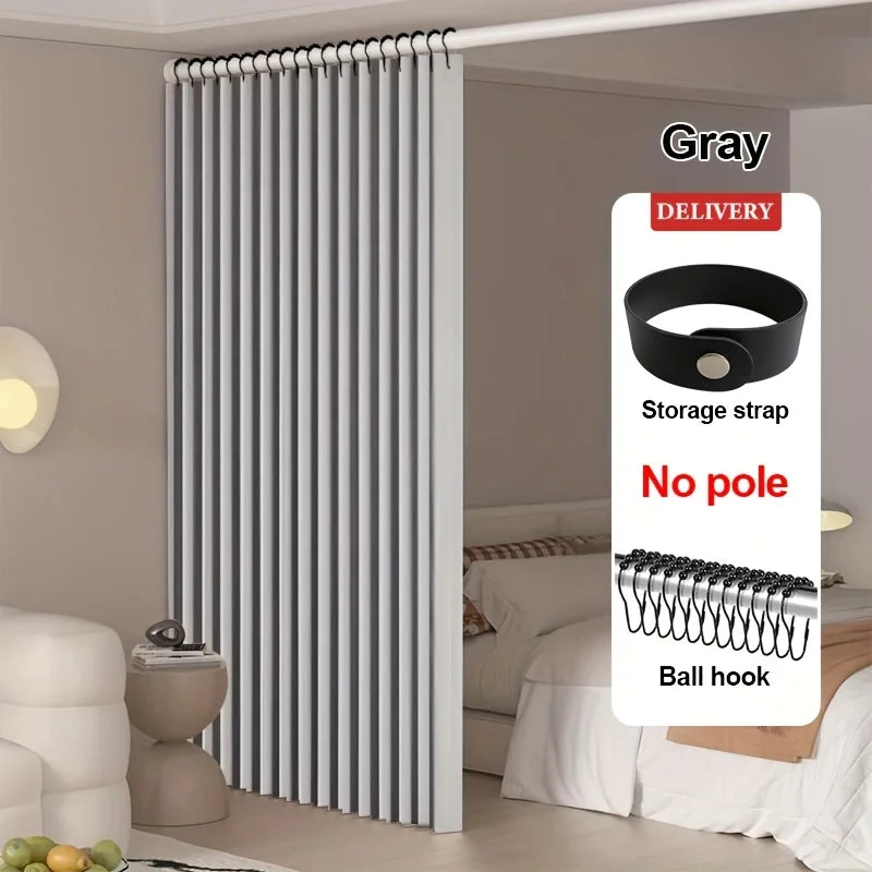 Folding Room Divider Curtain for Kitchen and Fitting Room, Soft Partition Panel for Privacy and Modern Decor