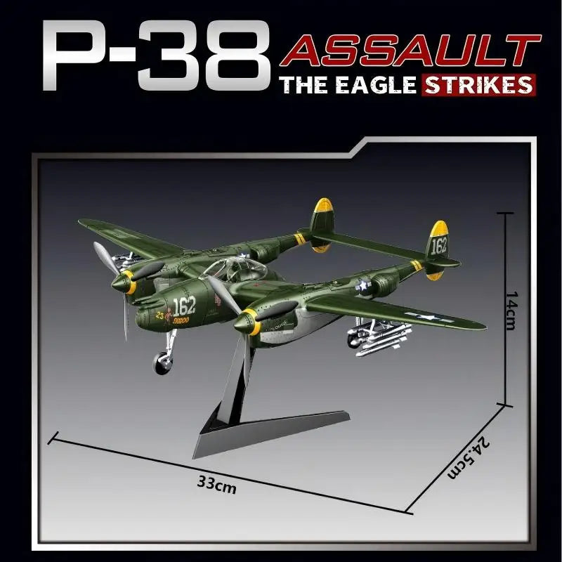 1:48 Military Airplane Assembly Model Lockheed P-38J Lightning Scale Model Kit Decorative Supplies Holiday Gifts