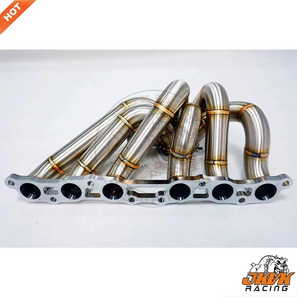 JKVK RACING SS304 3mm Steam Pipe  Equal Length  T4  Header for Supra MK4 2JZGE 2JZ GE Turbo Manifold
