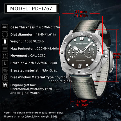 PAGANI DESIGN New 41mm Men's Automatic Mechanical Watch CAL. 2C22 Sapphire Glass Waterproof 200M Diving Reloj Hombre