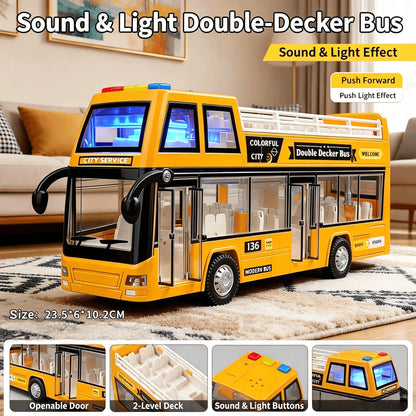Large Size Light Music Inertia Bus Model Pull Back Cars Simulation Bus High Quality Drop-resistant Educational Toys Gifts
