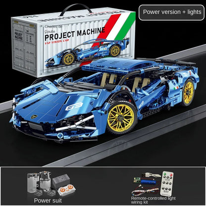 1280PCS Black Samurai Remote Control Sports Car Model DIY Building Blocks Racing Puzzle Toy for Children Gift
