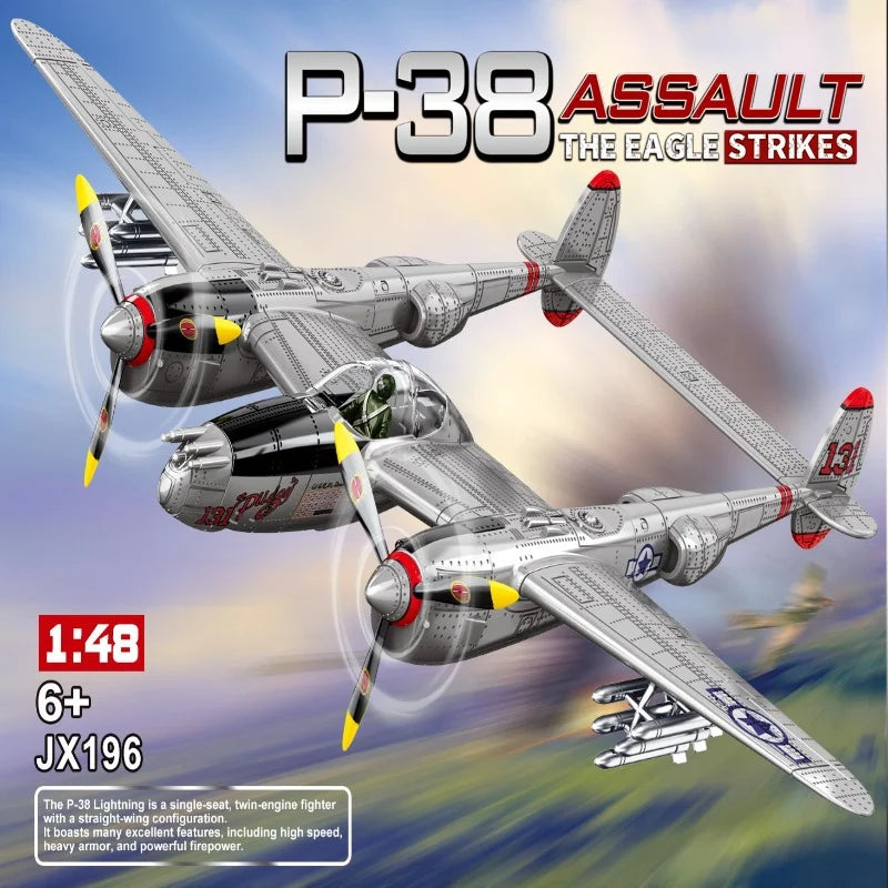 1:48 Military Airplane Assembly Model Lockheed P-38J Lightning Scale Model Kit Decorative Supplies Holiday Gifts