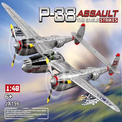 1:48 Military Airplane Assembly Model Lockheed P-38J Lightning Scale Model Kit Decorative Supplies Holiday Gifts