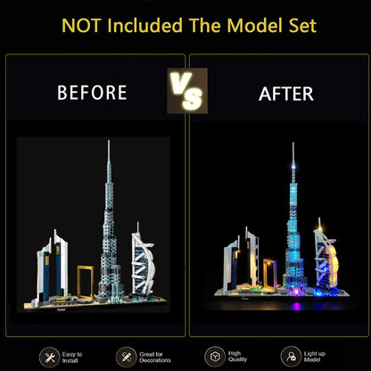 LYBMTWF Led Lighting Kit for 21052, Compatible with Architecture Dubai Building Blocks Model, Not Include The Model Set