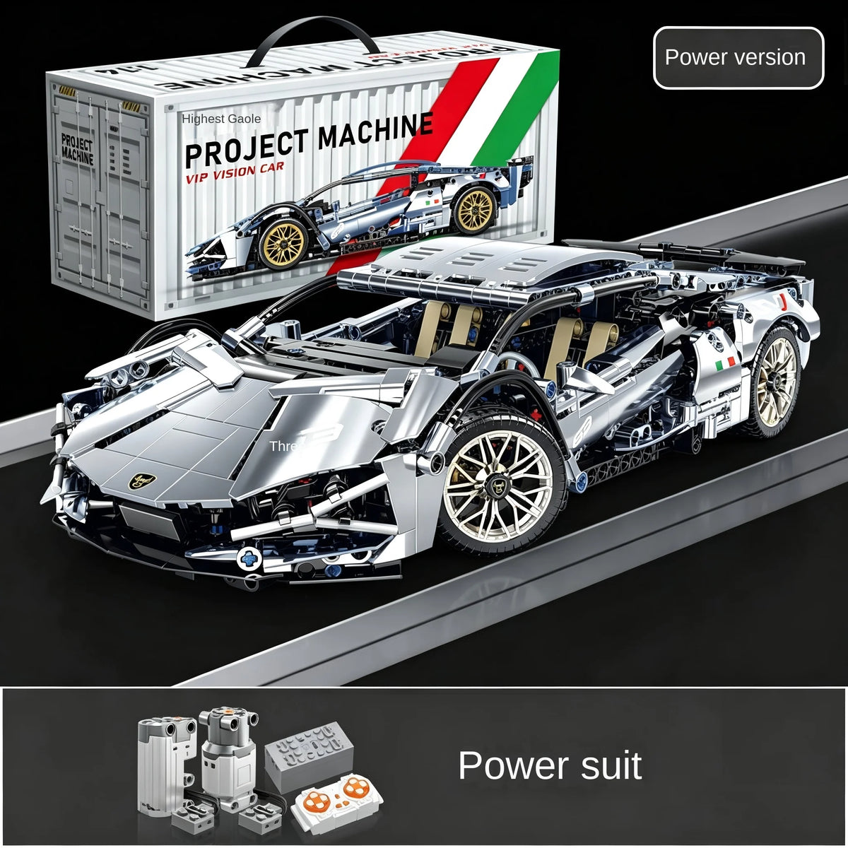 1280PCS Black Samurai Remote Control Sports Car Model DIY Building Blocks Racing Puzzle Toy for Children Gift