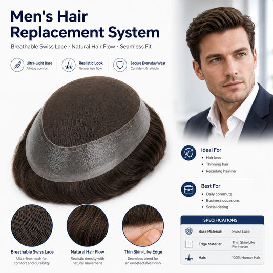 Topunique Men Toupee Human Hair Replacement System Protesis Capilar Hombre Mens Hair Piece Human Hair System Toupee