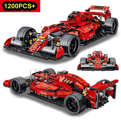1200Pcs Super Racing Car Building Blocks Model Red Classic Sports Creative 3D Desktop Decor Christmas Holiday Gift Adults Kids